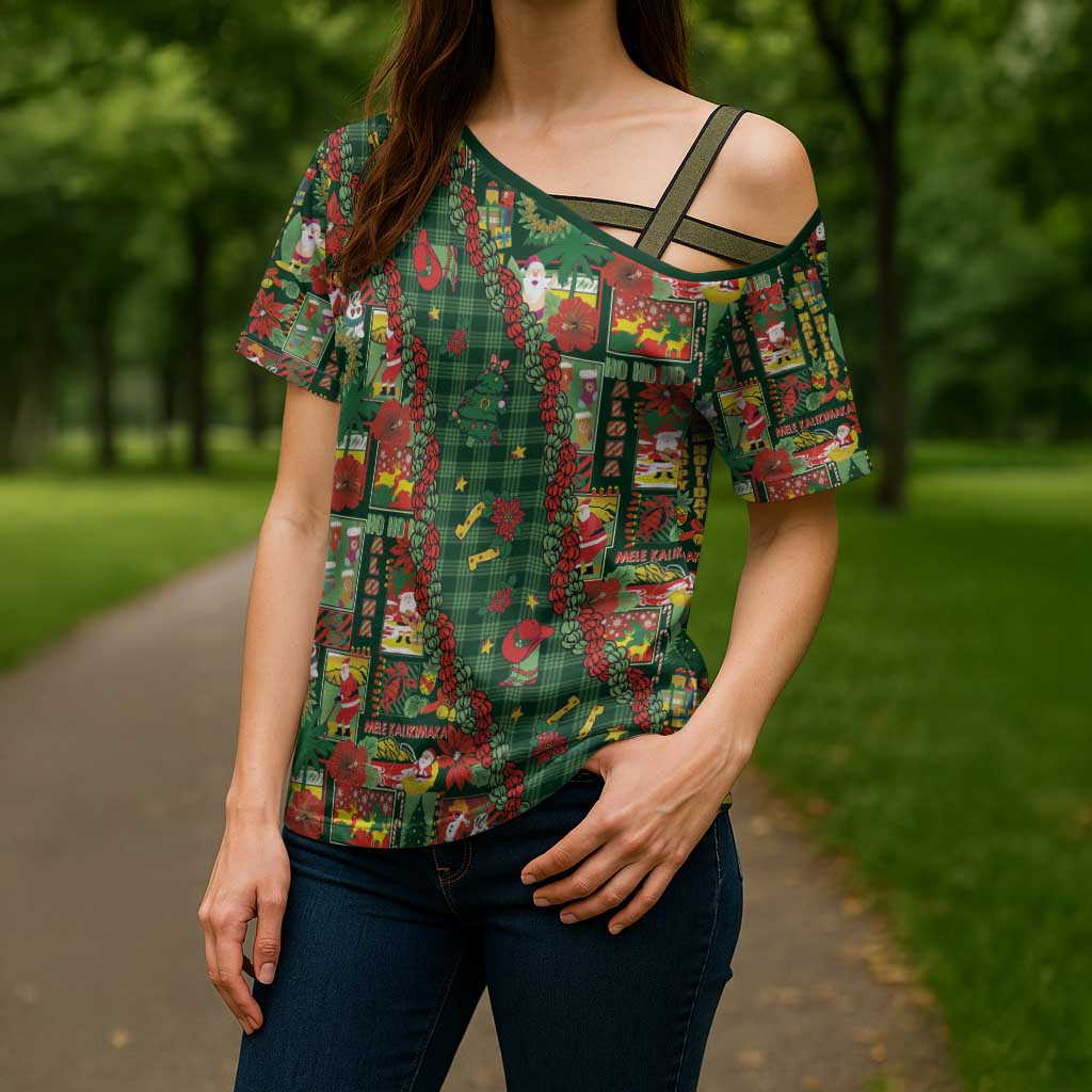 Mele Kalikimaka Pakalana Pikake Lei Cross Shoulder Shirt Hawaiian Rodeo Paniolo Ulaula Palaka LT9 - Polynesian Pride