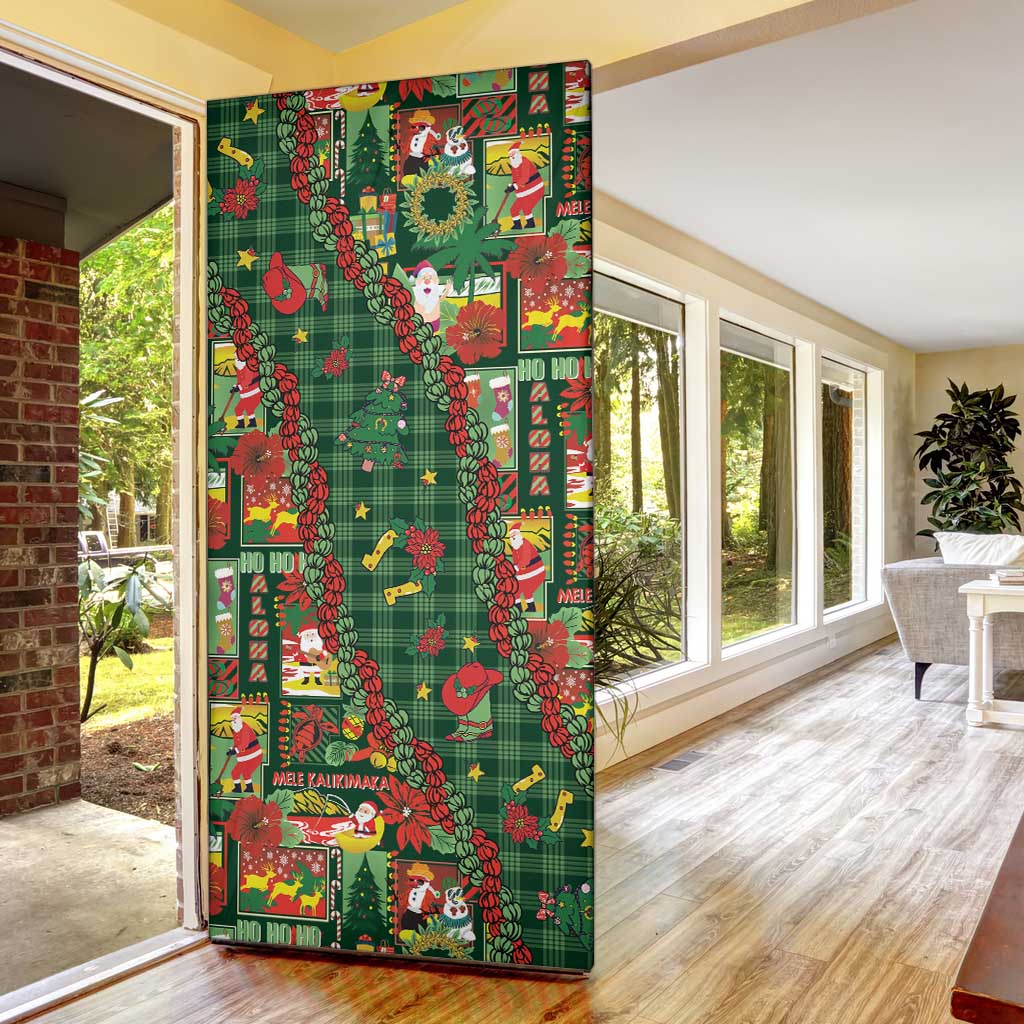 Mele Kalikimaka Pakalana Pikake Lei Door Cover Hawaiian Rodeo Paniolo Ulaula Palaka LT9 - Polynesian Pride