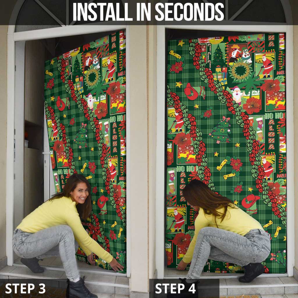 Mele Kalikimaka Pakalana Pikake Lei Door Cover Hawaiian Rodeo Paniolo Ulaula Palaka LT9 - Polynesian Pride