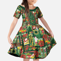 Mele Kalikimaka Pakalana Pikake Lei Family Matching Off Shoulder Maxi Dress and Hawaiian Shirt Hawaiian Rodeo Paniolo Ulaula Palaka LT9 Daughter's Dress Red - Polynesian Pride