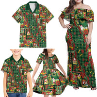 Mele Kalikimaka Pakalana Pikake Lei Family Matching Off Shoulder Maxi Dress and Hawaiian Shirt Hawaiian Rodeo Paniolo Ulaula Palaka LT9 - Polynesian Pride
