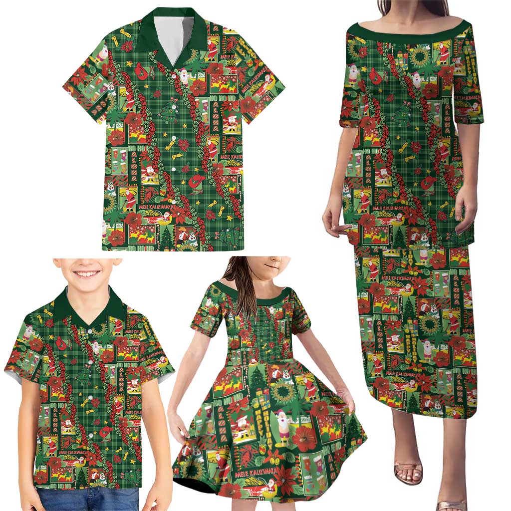 Mele Kalikimaka Pakalana Pikake Lei Family Matching Puletasi and Hawaiian Shirt Hawaiian Rodeo Paniolo Ulaula Palaka LT9 - Polynesian Pride