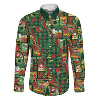 Mele Kalikimaka Pakalana Pikake Lei Family Matching Puletasi and Hawaiian Shirt Hawaiian Rodeo Paniolo Ulaula Palaka LT9 Dad's Shirt - Long Sleeve Red - Polynesian Pride