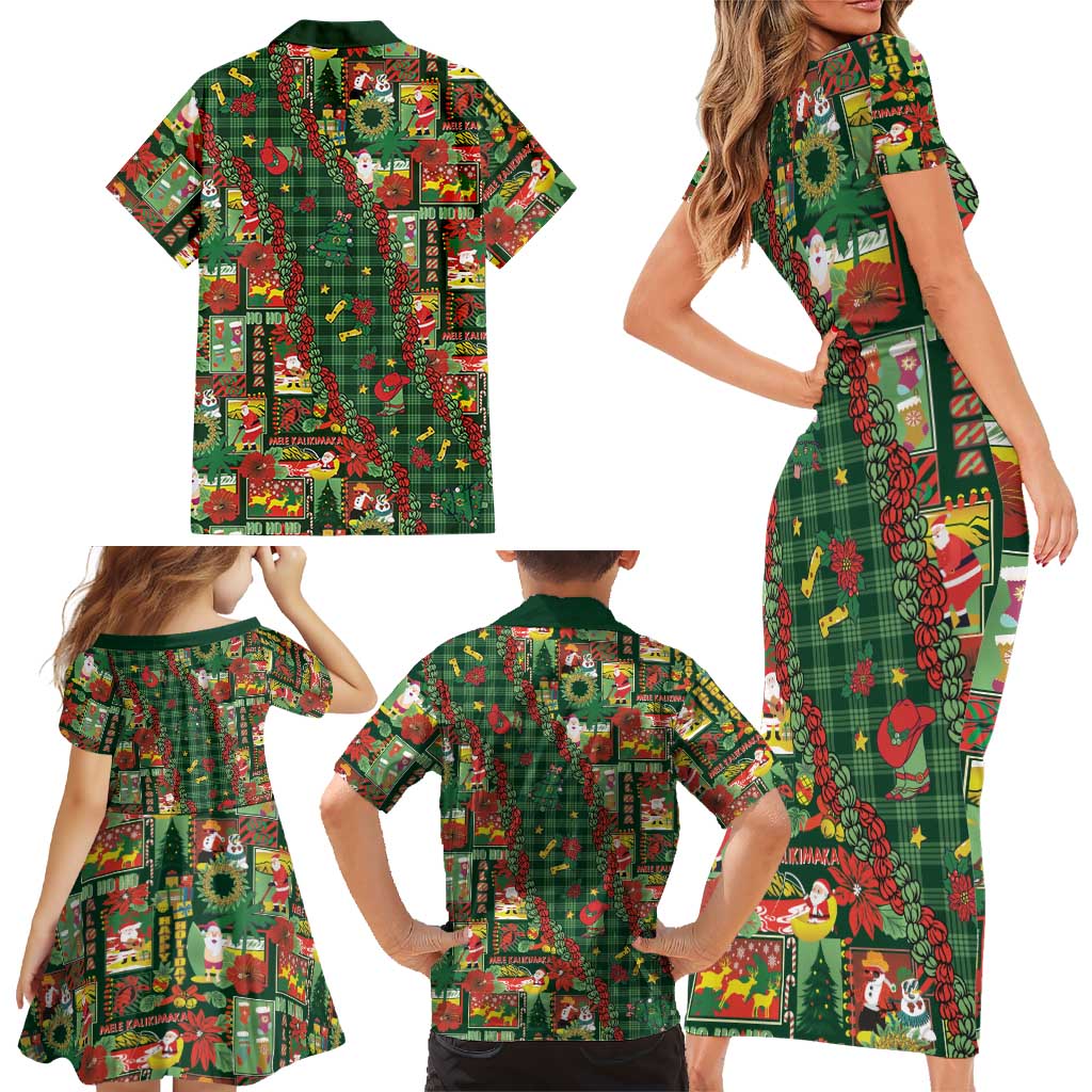 Mele Kalikimaka Pakalana Pikake Lei Family Matching Short Sleeve Bodycon Dress and Hawaiian Shirt Hawaiian Rodeo Paniolo Ulaula Palaka LT9 - Polynesian Pride