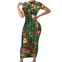 Mele Kalikimaka Pakalana Pikake Lei Family Matching Short Sleeve Bodycon Dress and Hawaiian Shirt Hawaiian Rodeo Paniolo Ulaula Palaka LT9 Mom's Dress Red - Polynesian Pride