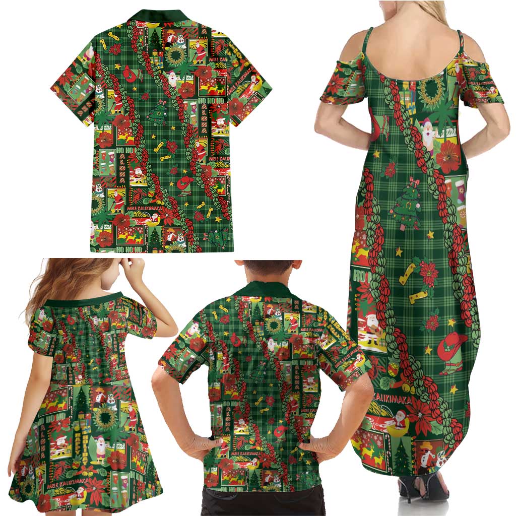Mele Kalikimaka Pakalana Pikake Lei Family Matching Summer Maxi Dress and Hawaiian Shirt Hawaiian Rodeo Paniolo Ulaula Palaka LT9 - Polynesian Pride