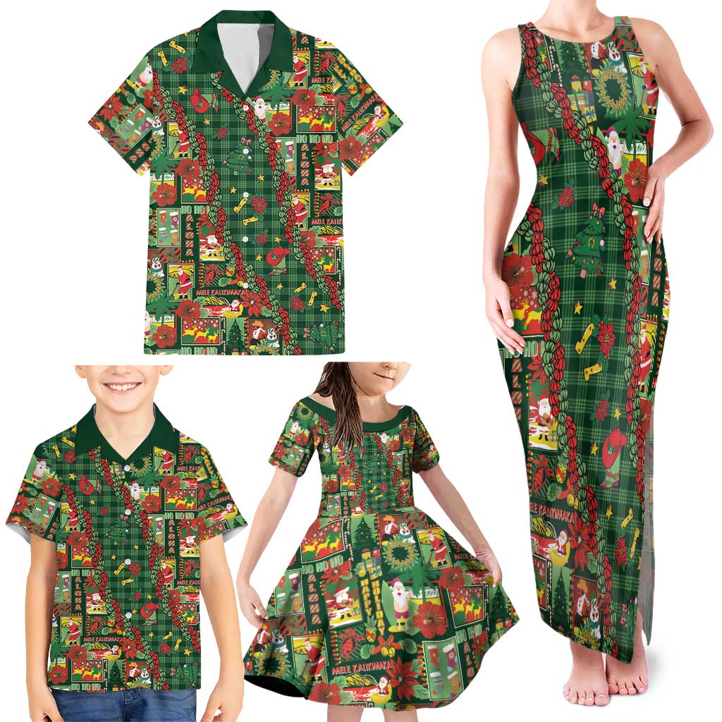 Mele Kalikimaka Pakalana Pikake Lei Family Matching Tank Maxi Dress and Hawaiian Shirt Hawaiian Rodeo Paniolo Ulaula Palaka LT9 - Polynesian Pride