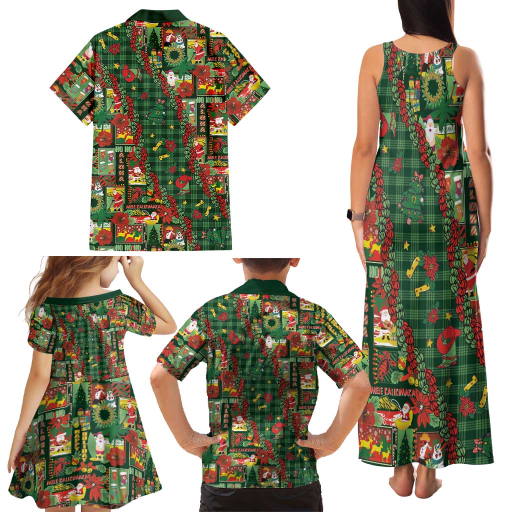 Mele Kalikimaka Pakalana Pikake Lei Family Matching Tank Maxi Dress and Hawaiian Shirt Hawaiian Rodeo Paniolo Ulaula Palaka LT9 - Polynesian Pride