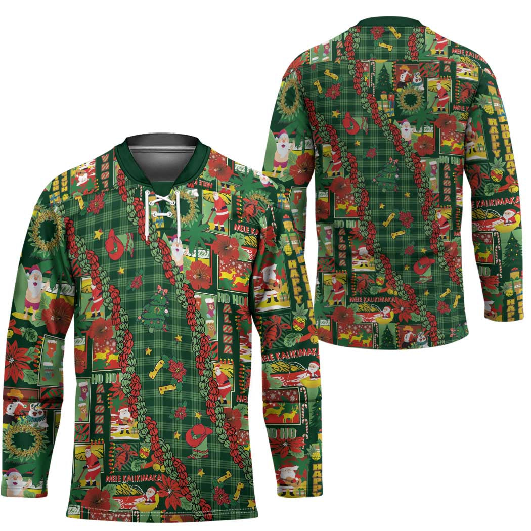 Mele Kalikimaka Pakalana Pikake Lei Hockey Jersey Hawaiian Rodeo Paniolo Ulaula Palaka LT9 - Polynesian Pride
