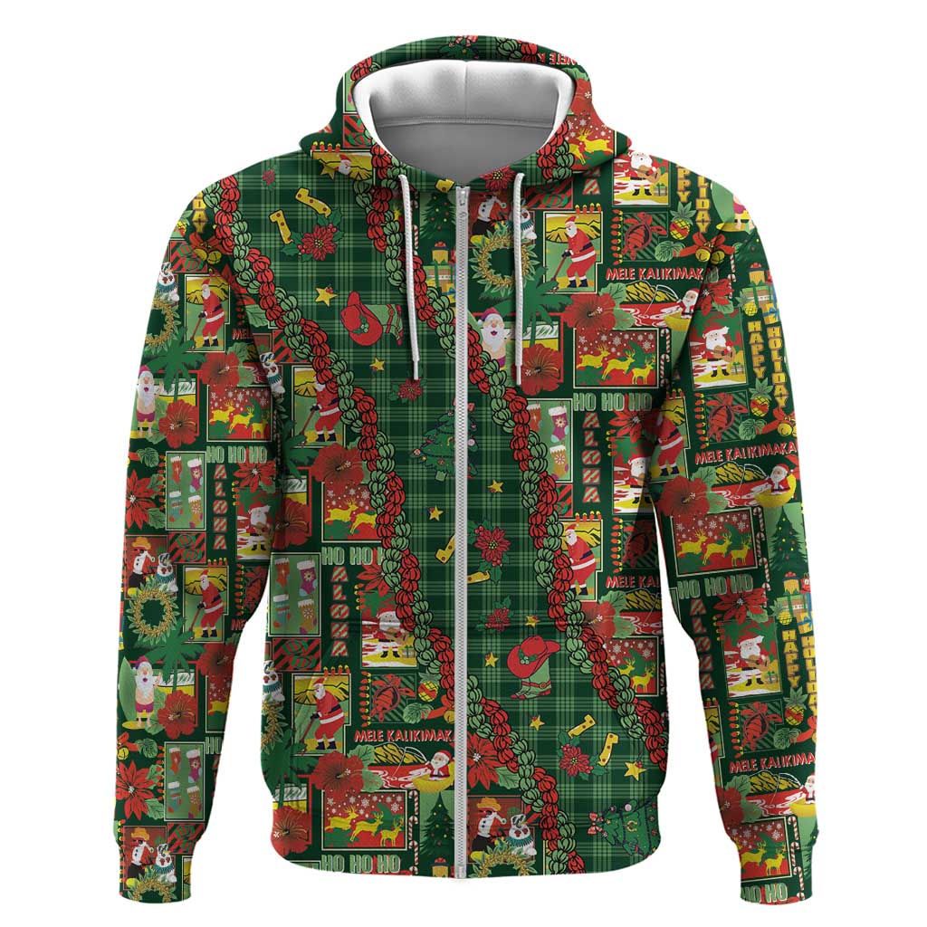 Mele Kalikimaka Pakalana Pikake Lei Hoodie Hawaiian Rodeo Paniolo Ulaula Palaka LT9 Zip Hoodie Red - Polynesian Pride