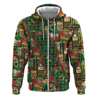 Mele Kalikimaka Pakalana Pikake Lei Hoodie Hawaiian Rodeo Paniolo Ulaula Palaka LT9 Zip Hoodie Red - Polynesian Pride