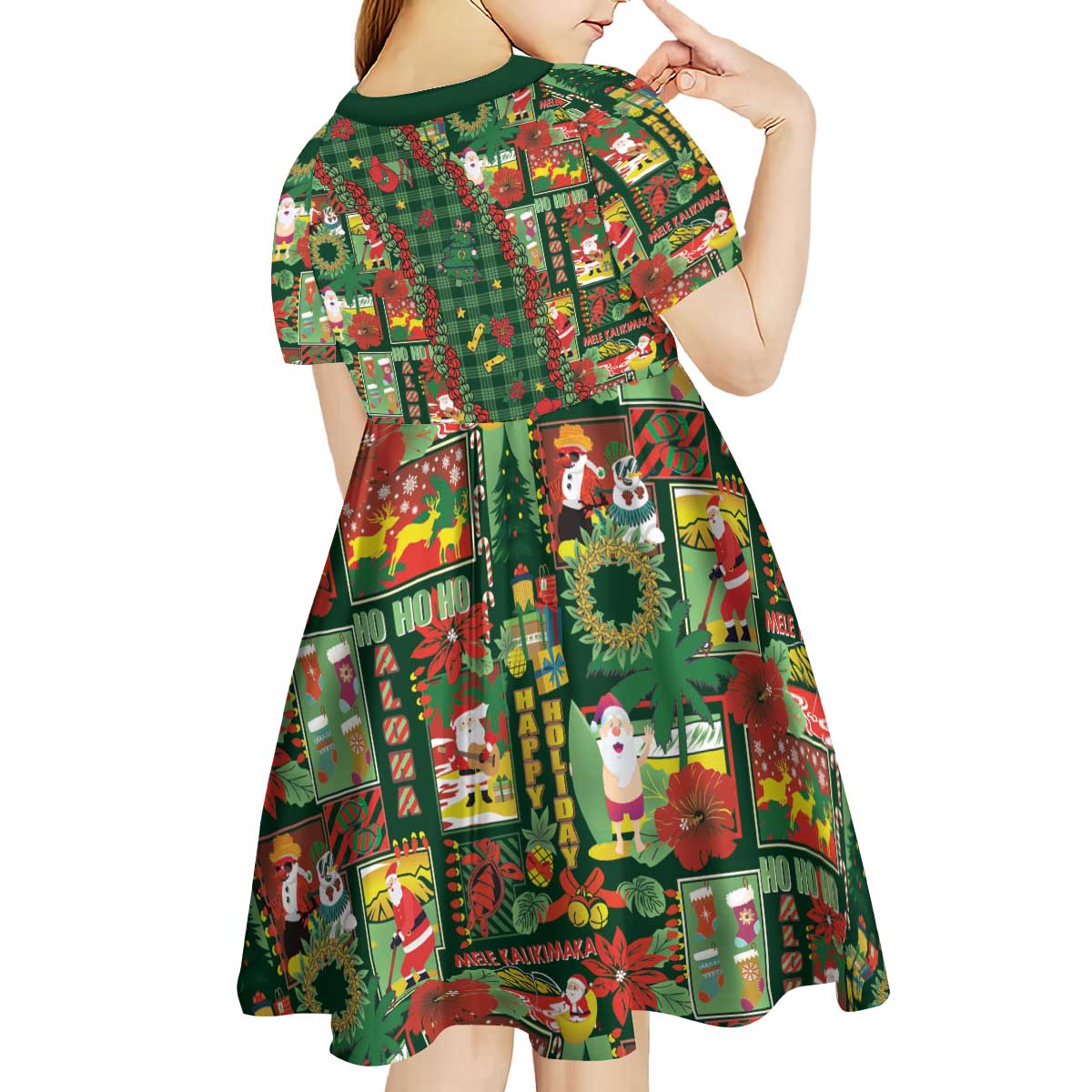 Mele Kalikimaka Pakalana Pikake Lei Kid Short Sleeve Dress Hawaiian Rodeo Paniolo Ulaula Palaka LT9 - Polynesian Pride