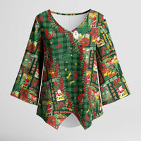 Mele Kalikimaka Pakalana Pikake Lei Kimono Sleeve Blouse Hawaiian Rodeo Paniolo Ulaula Palaka LT9 Female Red - Polynesian Pride