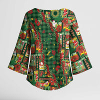 Mele Kalikimaka Pakalana Pikake Lei Kimono Sleeve Blouse Hawaiian Rodeo Paniolo Ulaula Palaka LT9 - Polynesian Pride