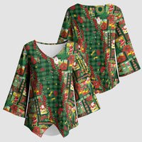 Mele Kalikimaka Pakalana Pikake Lei Kimono Sleeve Blouse Hawaiian Rodeo Paniolo Ulaula Palaka LT9 - Polynesian Pride
