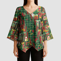 Mele Kalikimaka Pakalana Pikake Lei Kimono Sleeve Blouse Hawaiian Rodeo Paniolo Ulaula Palaka LT9 - Polynesian Pride