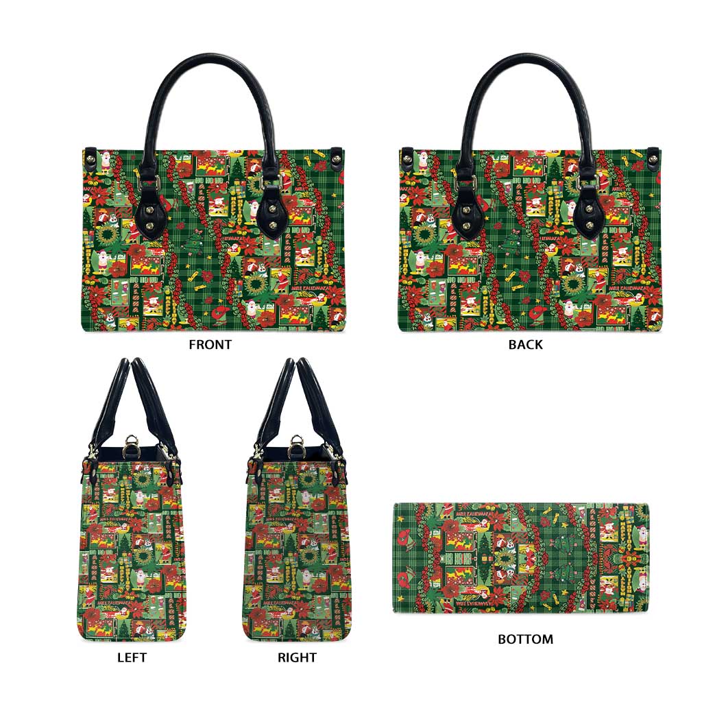 Mele Kalikimaka Pakalana Pikake Lei Leather Bag Hawaiian Rodeo Paniolo Ulaula Palaka LT9 - Polynesian Pride