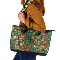 Mele Kalikimaka Pakalana Pikake Lei Leather Tote Bag Hawaiian Rodeo Paniolo Ulaula Palaka LT9 Red - Polynesian Pride