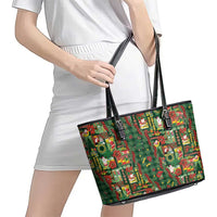 Mele Kalikimaka Pakalana Pikake Lei Leather Tote Bag Hawaiian Rodeo Paniolo Ulaula Palaka LT9 - Polynesian Pride