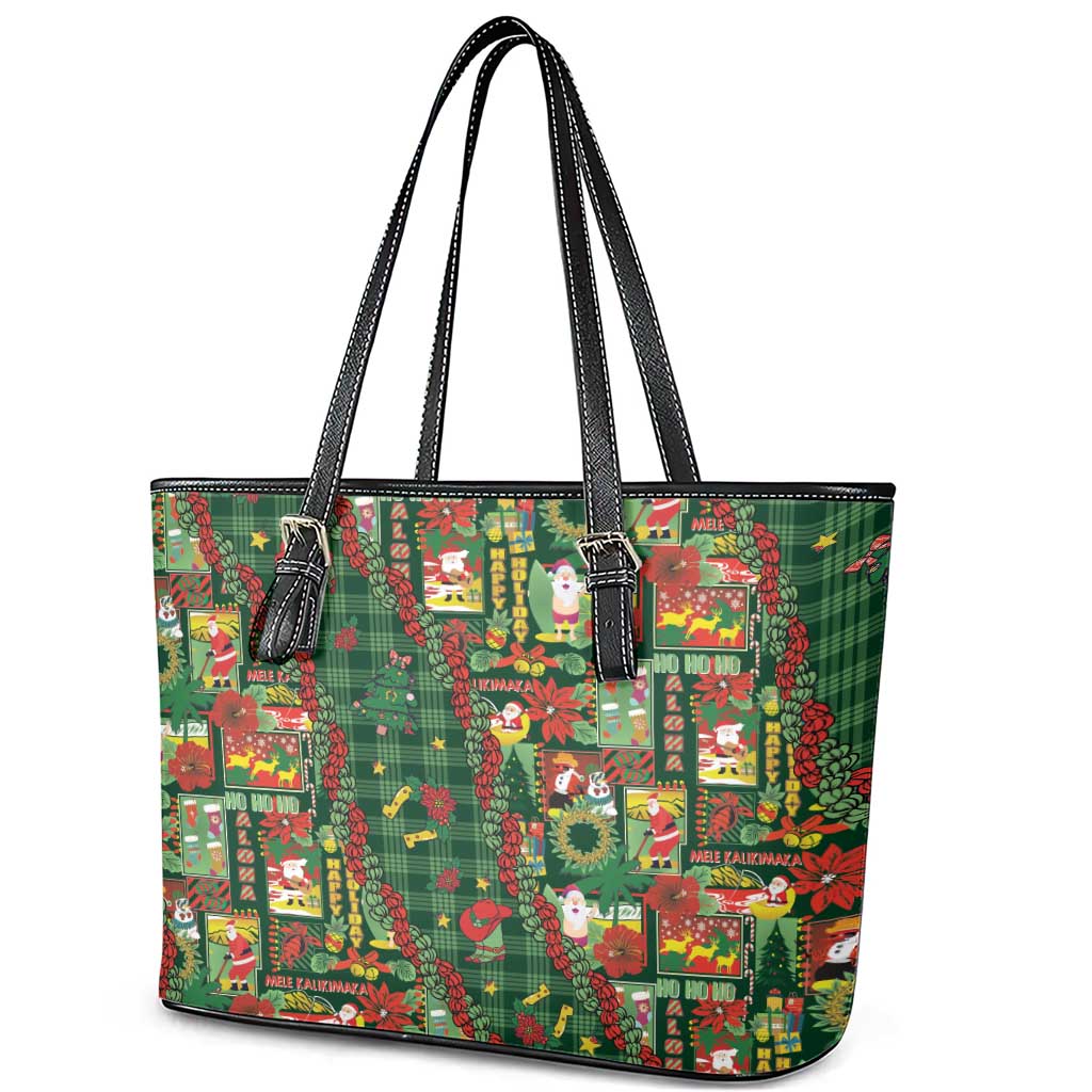 Mele Kalikimaka Pakalana Pikake Lei Leather Tote Bag Hawaiian Rodeo Paniolo Ulaula Palaka LT9 - Polynesian Pride