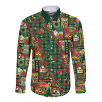 Mele Kalikimaka Pakalana Pikake Lei Long Sleeve Button Shirt Hawaiian Rodeo Paniolo Ulaula Palaka LT9 Unisex Red - Polynesian Pride