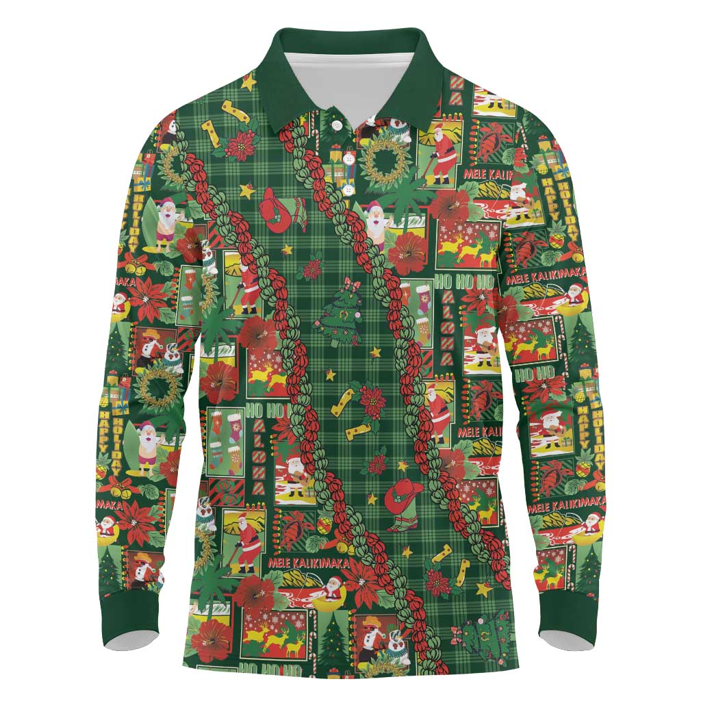 Mele Kalikimaka Pakalana Pikake Lei Long Sleeve Polo Shirt Hawaiian Rodeo Paniolo Ulaula Palaka LT9 Red - Polynesian Pride