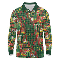 Mele Kalikimaka Pakalana Pikake Lei Long Sleeve Polo Shirt Hawaiian Rodeo Paniolo Ulaula Palaka LT9 Red - Polynesian Pride