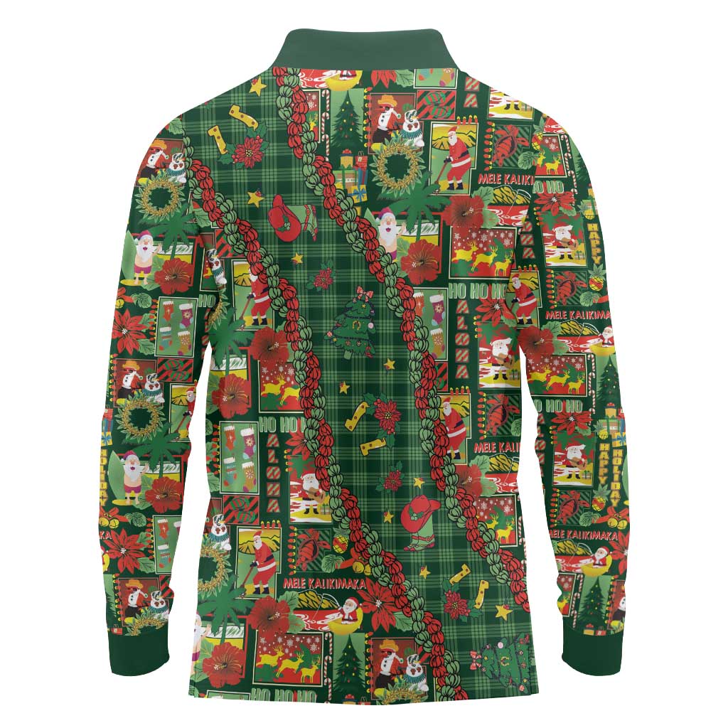 Mele Kalikimaka Pakalana Pikake Lei Long Sleeve Polo Shirt Hawaiian Rodeo Paniolo Ulaula Palaka LT9 - Polynesian Pride