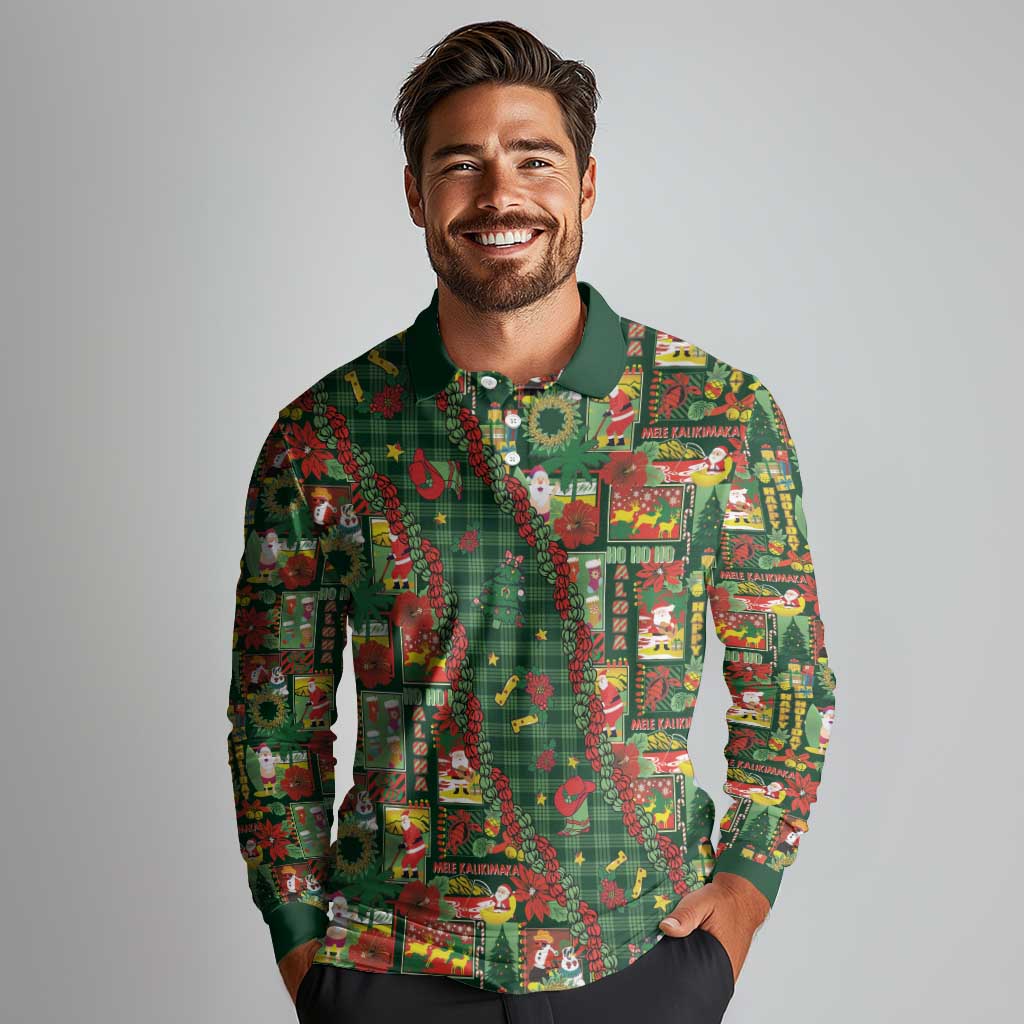Mele Kalikimaka Pakalana Pikake Lei Long Sleeve Polo Shirt Hawaiian Rodeo Paniolo Ulaula Palaka LT9 - Polynesian Pride