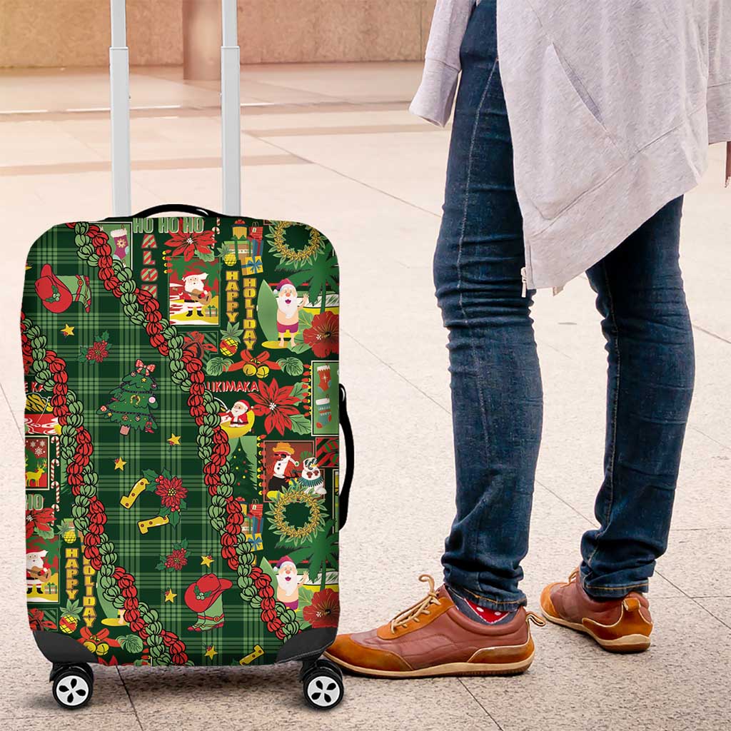Mele Kalikimaka Pakalana Pikake Lei Luggage Cover Hawaiian Rodeo Paniolo Ulaula Palaka LT9 Red - Polynesian Pride