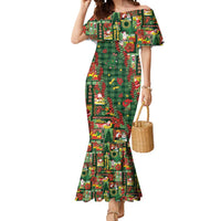 Mele Kalikimaka Pakalana Pikake Lei Mermaid Dress Hawaiian Rodeo Paniolo Ulaula Palaka LT9 Women Red - Polynesian Pride