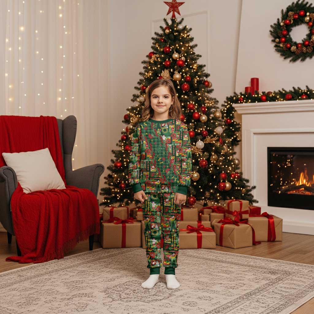 Mele Kalikimaka Pakalana Pikake Lei Christmas Pajama Set Hawaiian Rodeo Paniolo Ulaula Palaka LT9 Kid Red - Polynesian Pride