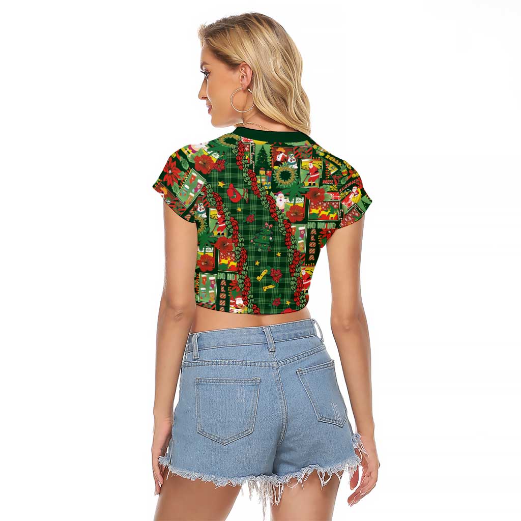 Mele Kalikimaka Pakalana Pikake Lei Raglan Cropped T Shirt Hawaiian Rodeo Paniolo Ulaula Palaka LT9 - Polynesian Pride
