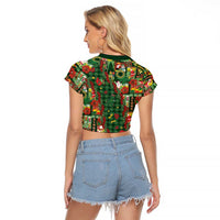 Mele Kalikimaka Pakalana Pikake Lei Raglan Cropped T Shirt Hawaiian Rodeo Paniolo Ulaula Palaka LT9 - Polynesian Pride