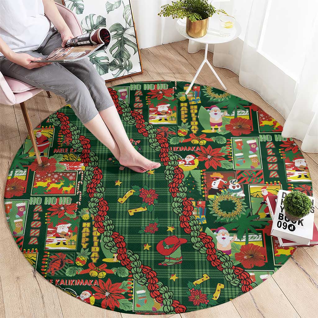 Mele Kalikimaka Pakalana Pikake Lei Round Carpet Hawaiian Rodeo Paniolo Ulaula Palaka LT9 - Polynesian Pride
