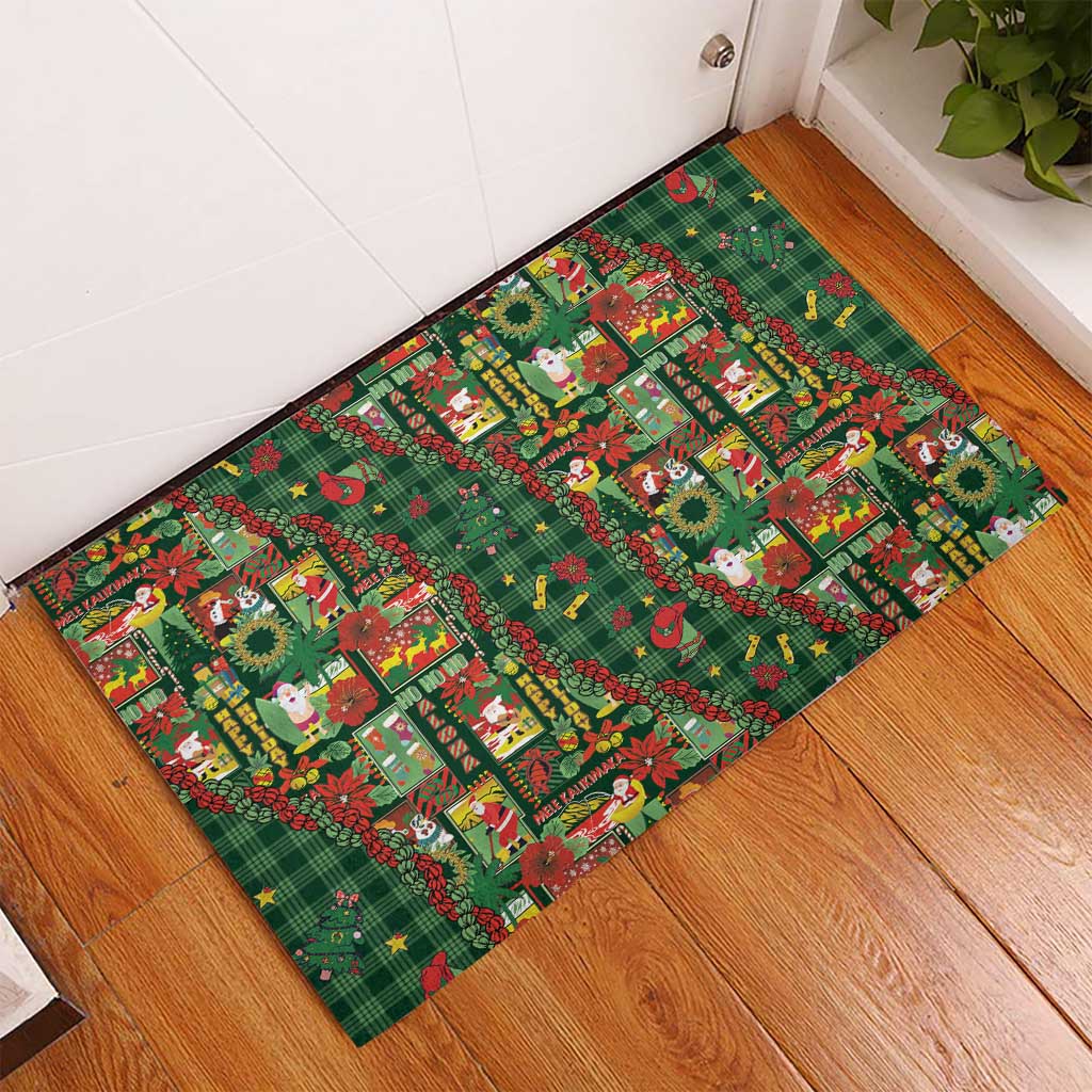 Mele Kalikimaka Pakalana Pikake Lei Rubber Doormat Hawaiian Rodeo Paniolo Ulaula Palaka LT9 - Polynesian Pride
