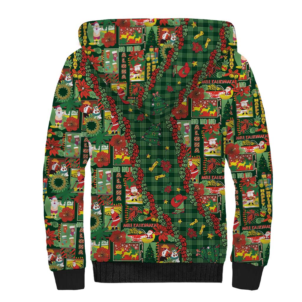 Mele Kalikimaka Pakalana Pikake Lei Sherpa Hoodie Hawaiian Rodeo Paniolo Ulaula Palaka LT9 - Polynesian Pride