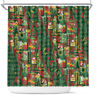 Mele Kalikimaka Pakalana Pikake Lei Shower Curtain Hawaiian Rodeo Paniolo Ulaula Palaka LT9 Red - Polynesian Pride
