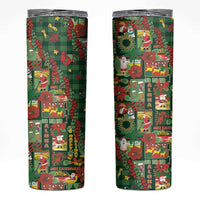 Mele Kalikimaka Pakalana Pikake Lei Skinny Tumbler Hawaiian Rodeo Paniolo Ulaula Palaka LT9 Red - Polynesian Pride