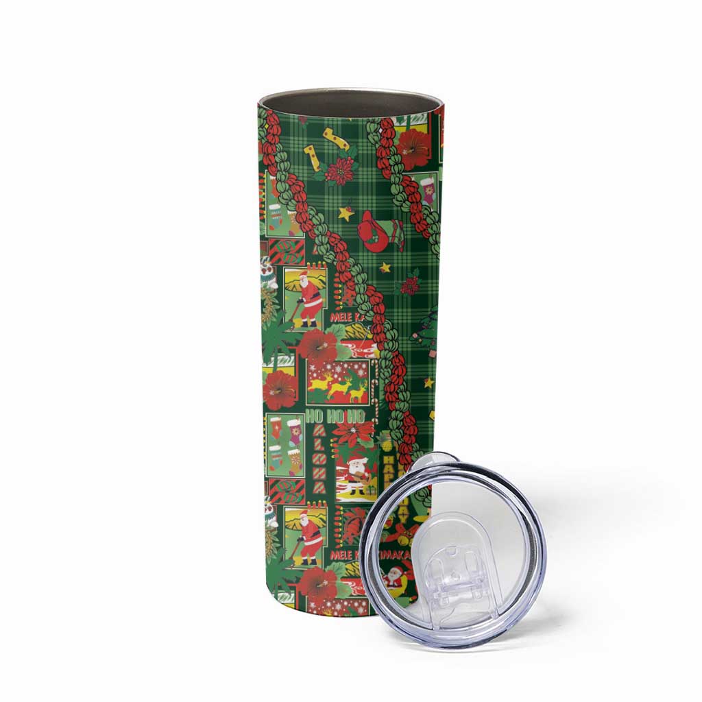 Mele Kalikimaka Pakalana Pikake Lei Skinny Tumbler Hawaiian Rodeo Paniolo Ulaula Palaka LT9 - Polynesian Pride