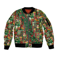 Mele Kalikimaka Pakalana Pikake Lei Sleeve Zip Bomber Jacket Hawaiian Rodeo Paniolo Ulaula Palaka LT9 Unisex Red - Polynesian Pride