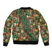 Mele Kalikimaka Pakalana Pikake Lei Sleeve Zip Bomber Jacket Hawaiian Rodeo Paniolo Ulaula Palaka LT9 - Polynesian Pride