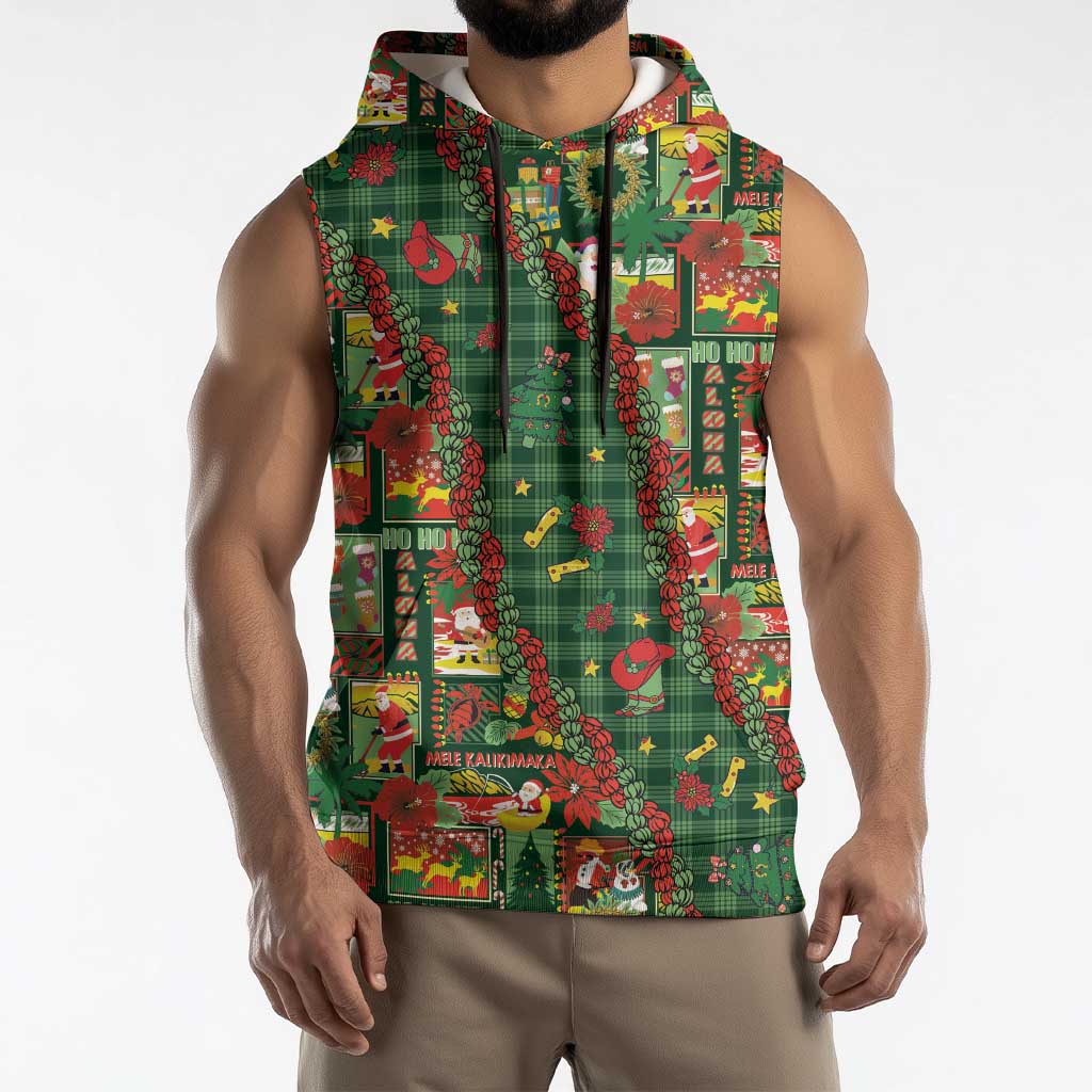 Mele Kalikimaka Pakalana Pikake Lei Sleeveless Hoodie Hawaiian Rodeo Paniolo Ulaula Palaka LT9 - Polynesian Pride