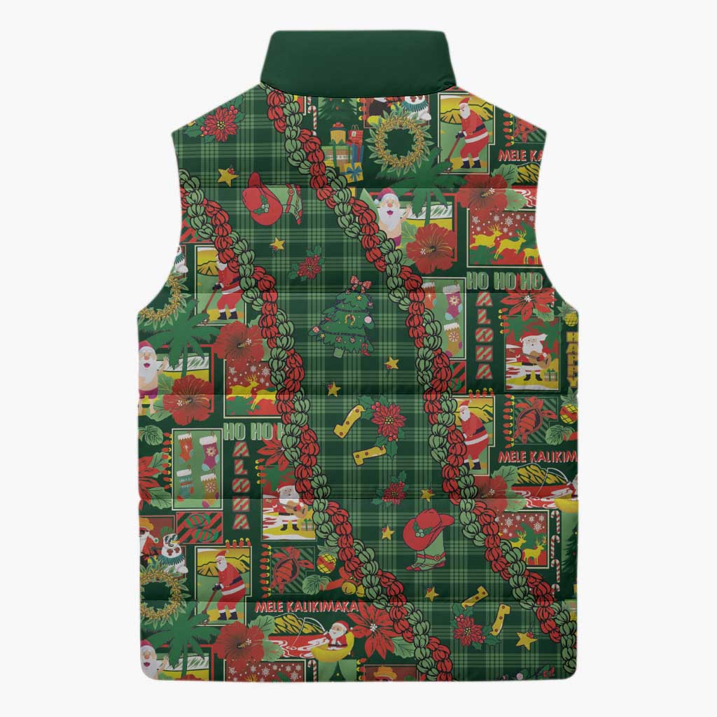 Mele Kalikimaka Pakalana Pikake Lei Sleeveless Puffer Jacket Hawaiian Rodeo Paniolo Ulaula Palaka LT9 - Polynesian Pride