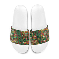 Mele Kalikimaka Pakalana Pikake Lei Slide Sandals Hawaiian Rodeo Paniolo Ulaula Palaka LT9 Red - Polynesian Pride