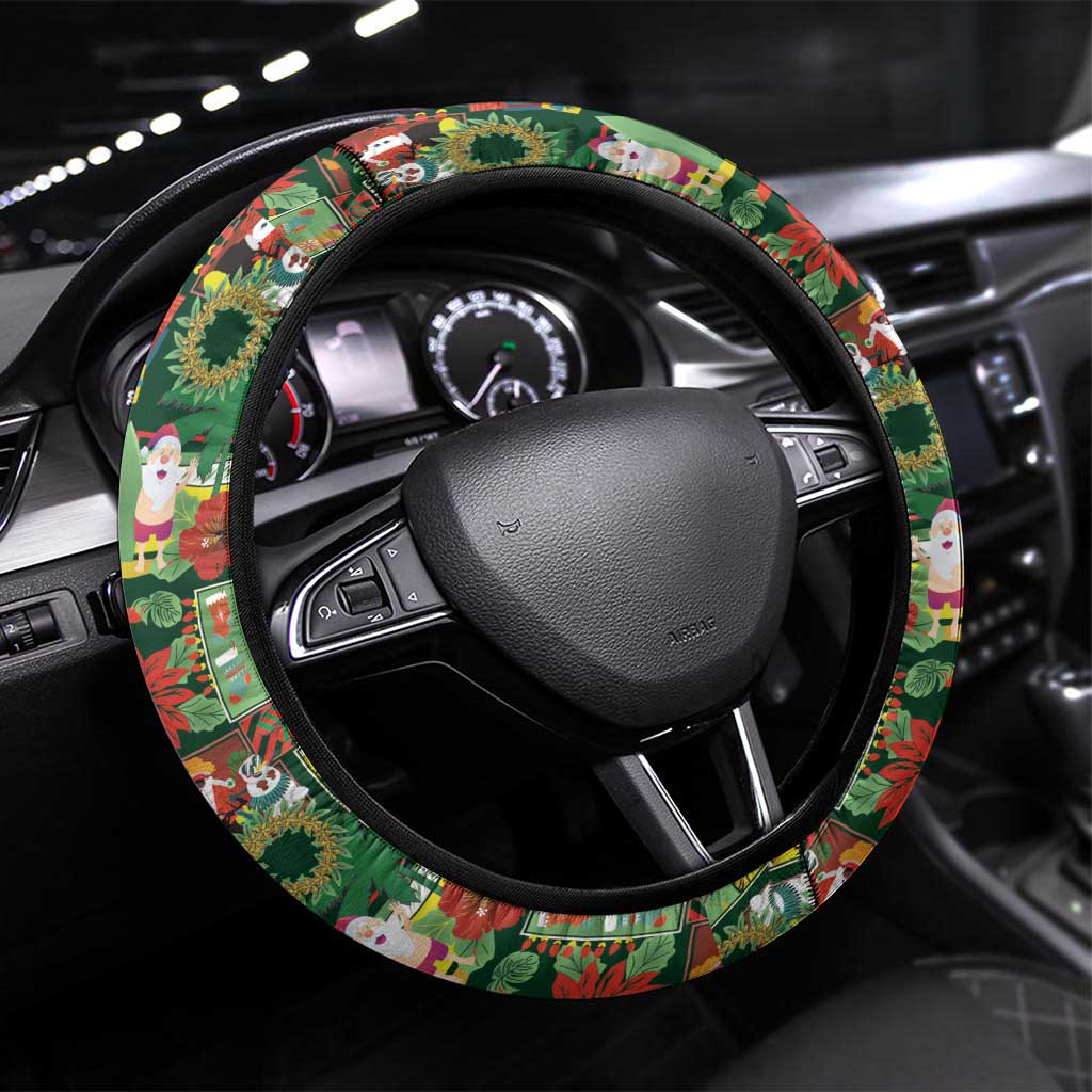 Mele Kalikimaka Pakalana Pikake Lei Steering Wheel Cover Hawaiian Rodeo Paniolo Ulaula Palaka LT9 Universal Fit Red - Polynesian Pride