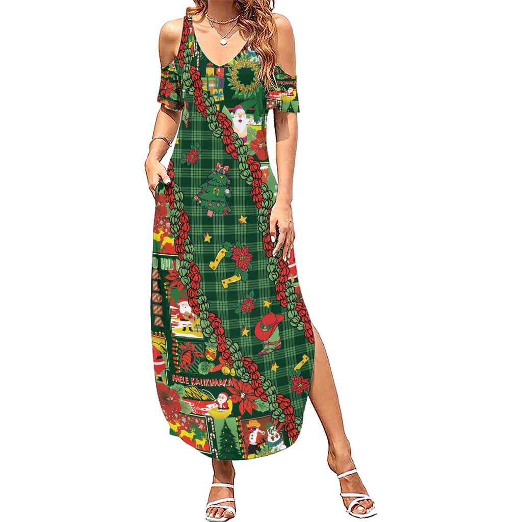 Mele Kalikimaka Pakalana Pikake Lei Summer Maxi Dress Hawaiian Rodeo Paniolo Ulaula Palaka LT9 Women Red - Polynesian Pride