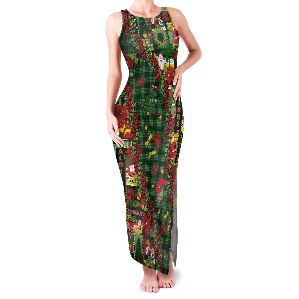 Mele Kalikimaka Pakalana Pikake Lei Tank Maxi Dress Hawaiian Rodeo Paniolo Ulaula Palaka LT9 Women Red - Polynesian Pride