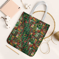 Mele Kalikimaka Pakalana Pikake Lei Tote Bag Hawaiian Rodeo Paniolo Ulaula Palaka LT9 White Strap One Size Red - Polynesian Pride