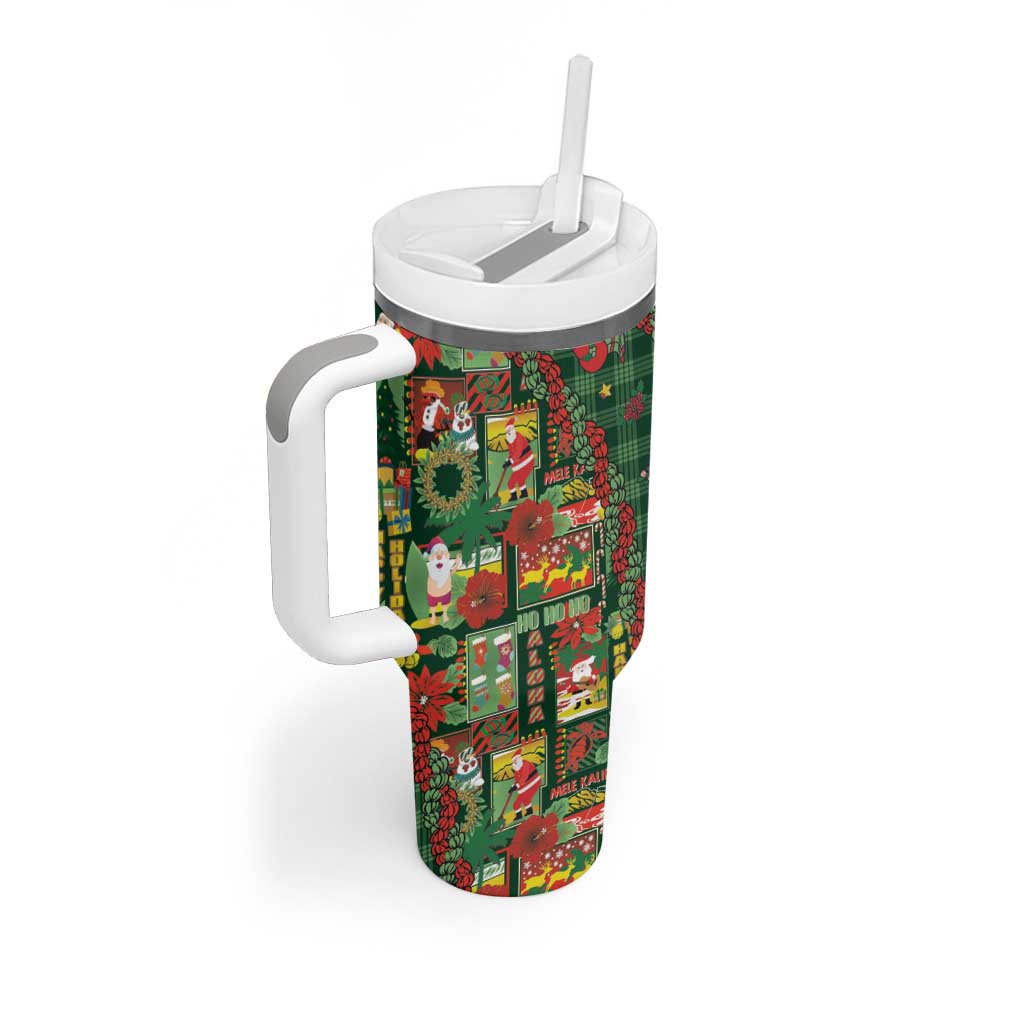 Mele Kalikimaka Pakalana Pikake Lei Tumbler With Handle Hawaiian Rodeo Paniolo Ulaula Palaka LT9 - Polynesian Pride